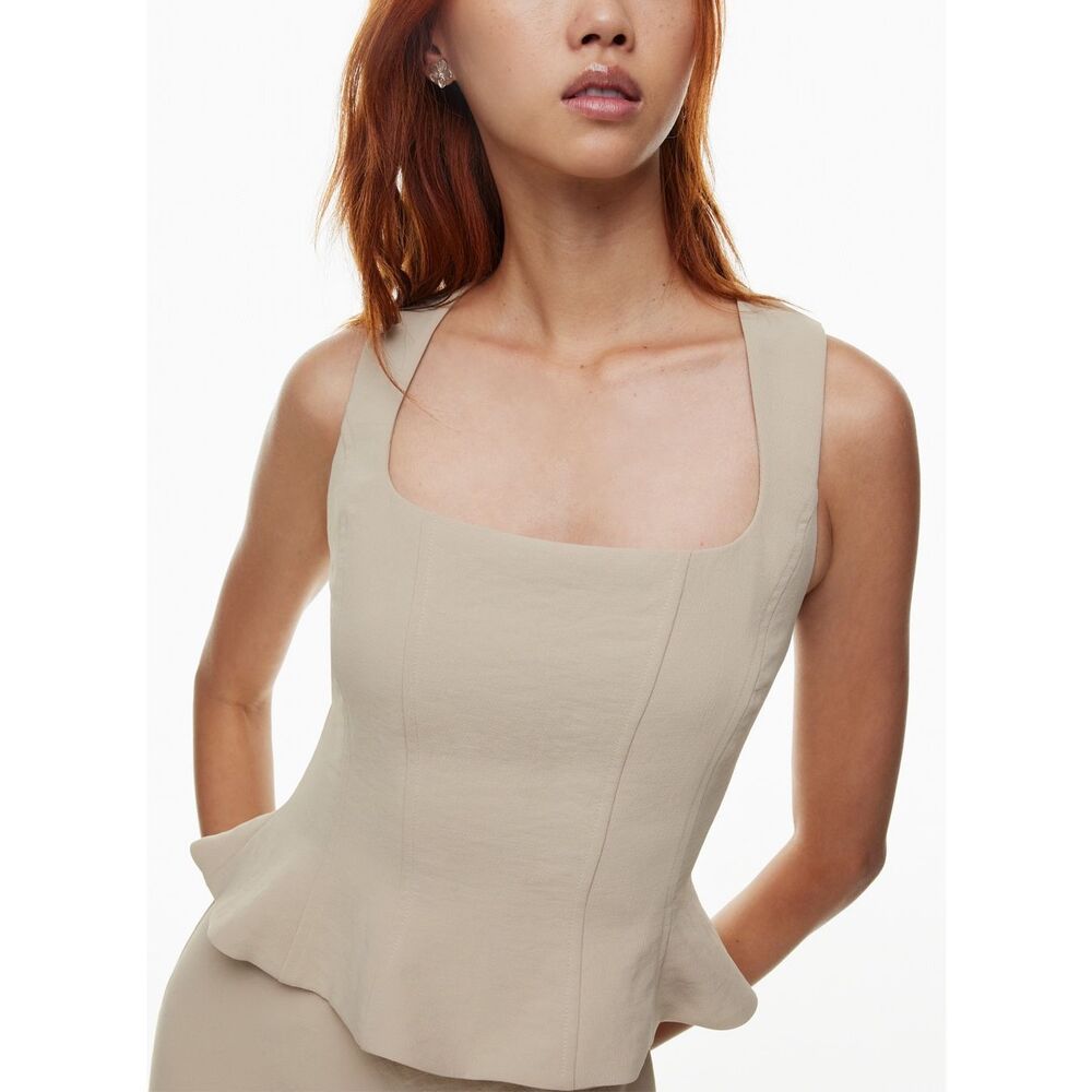 Wilfred Neutral Square-Neck Peplum Camisole
